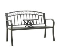 vidaXL Banco de jardín con mesa acero gris 120 cm