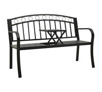 vidaXL Banco de jardín con mesa acero negro 120 cm