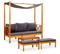 vidaXL Banco de jardín con mesa y reposapiés madera de acacia macizoa