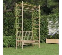 vidaXL Banco de jardín con pérgola bambú 116 cm