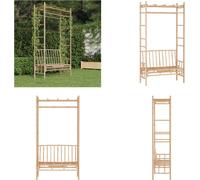 vidaXL Banco de jardín con pérgola de 116 cm, bambú - Banco de jardín con pérgola - Bancos de jardín con pérgola - Banco de exterior - Banco para jardín