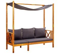 vidaXL Banco de Jardín con Toldo Mobiliario Muebles Tumbona Terraza Patio Balcón Decoración Recibidor Asiento Silla Madera Maciza de Acacia