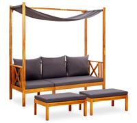 vidaXL Banco de jardín con toldo y reposapiés madera de acacia maciza