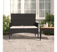 vidaXL Banco de jardín de 2 plazas con Cojines ratán sintético Negro, Banco, Banco de Patio, Muebles de jardín, banca, Muebles de Exterior