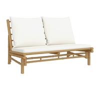 vidaXL Banco de jardín de bambú con cojines blanco crema Crema