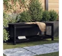 vidaXL Banco de jardín de madera maciza de pino negro 108x35x45 cm