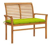 vidaXL Banco de jardín madera de teca con cojín verde brillante 112 cm