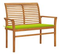 vidaXL Banco de jardín madera de teca con cojín verde brillante 112 cm