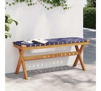 vidaXL Banco de jardín madera maciza de acacia y tela azul oscuro