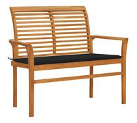 vidaXL Banco de jardín madera maciza de teca con cojín 112 cm en color Negro/Antracita/Crema y más | acolchados duraderos para sofás de jardín terraza exterior