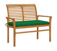 Vidaxl banco de jardín madera maciza de teca con cojín verde 112 cm
