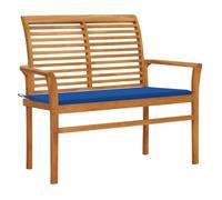 Vidaxl banco de jardín madera maciza teca con cojín azul regio 112 cm