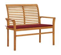 vidaXL Banco de jardín madera maciza de teca con cojín 112 cm Negro/Antracita/Crema