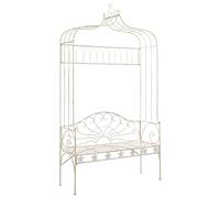 vidaXL Banco de jardín metal blanco envejecido 122 cm