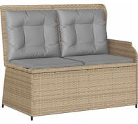 vidaXL Banco de jardín para 2 personas, color beige y gris, fabricado en ratán sintético