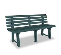 vidaXL Banco de jardín plástico con asiento verde 145,5 cm