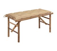 vidaXL Banco de jardín plegable con cojín bambú 118 cm
