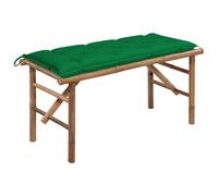 Vidaxl banco de jardín plegable con cojín bambú 118 cm