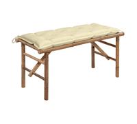 vidaXL Banco de jardín plegable con cojín bambú 118 cm