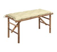 vidaXL Banco de jardín plegable con cojín bambú 118 cm