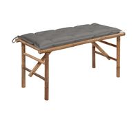 vidaXL Banco de jardín plegable con cojín bambú 118 cm en color Crema/Rojo/Taupé y más | acolchados duraderos para sofás de jardín terraza exterior