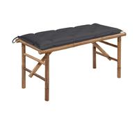 vidaXL Banco de jardín plegable con cojín bambú 118 cm en color Crema/Rojo/Taupé y más | acolchados duraderos para sofás de jardín terraza exterior