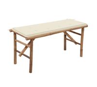 vidaXL Banco de jardín plegable con cojín bambú 118 cm en color Azul/Crema | acolchados duraderos para sofás de jardín terraza exterior