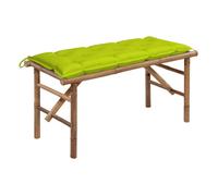 vidaXL Banco de jardín plegable con cojín bambú 118 cm