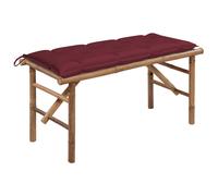 Vidaxl banco de jardín plegable con cojín bambú 118 cm