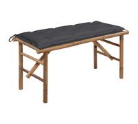 Vidaxl banco de jardín plegable con cojín bambú 118 cm