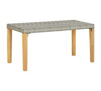 vidaXL Banco de Jardín Patio Balcón Aire Libre Tumbona Silla Butaca Terraza Mueble Taburete Asiento Ratán Sintético Gris Madera de Acacia