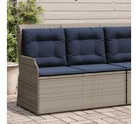 vidaXL Banco de jardín reclinable con cojines, poliratán gris