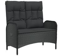 vidaXL Banco de jardín reclinable con Cojines ratán PE Negro 107 cm