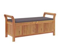 vidaXL Banco de jardín Revera con almacenaje y cojín de 126 cm, madera maciza de acacia