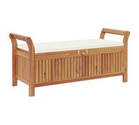 vidaXL Banco de jardín Revera con almacenaje, cojín de 126 cm, madera maciza de