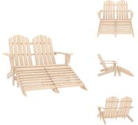 vidaXL Banco de jardín tipo Adirondack para 2 personas con reposapiés, de madera de pino - Sillas de jardín