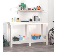 vidaXL Banco de trabajo de madera maciza de pino blanco 140x50x80 cm