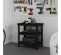vidaXL Banco de trabajo de madera maciza de pino negro 78,5x50x80 cm