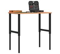 vidaXL Banco de trabajo rectangular madera maciza 100x60x(71,5-98) cm en color Marrón y negro/marrón oscuro y blanco/Marrón y blanco y más