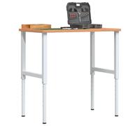 vidaXL Banco de trabajo rectangular madera maciza 100x60x(71,5-98) cm en color Marrón y negro/marrón oscuro y blanco/Marrón y blanco y más