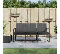 vidaXL Banco jardín 3 plazas cojines PP aspecto de ratán gris oscuro