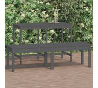 vidaXL Banco jardín de 2 plazas madera maciza pino gris 159,5x44x45 cm