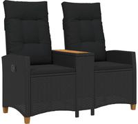 vidaXL Banco Liege con mesa, para 2 personas, 126 x 65 x 112 cm, tejido de polirratán