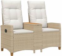 vidaXL Banco Liege con mesa, para 2 personas, 126 x 65 x 112 cm, tejido de polirratán