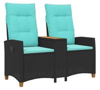 vidaXL Banco Liege con mesa, para 2 personas, 126 x 65 x 112 cm, tejido de polirratán