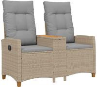 vidaXL Banco Liege con mesa, para 2 personas, 126 x 65 x 112 cm, tejido de polirratán