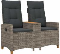 vidaXL Banco Liege con mesa, para 2 personas, 126 x 65 x 112 cm, tejido de polirratán