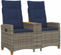 vidaXL Banco Liege con mesa, para 2 personas, 126 x 65 x 112 cm, tejido de polirratán