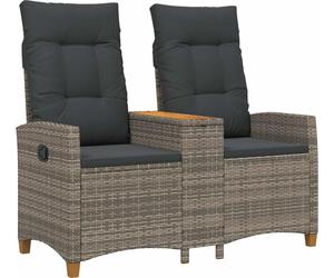 vidaXL Banco Liege con mesa, para 2 personas, 126 x 65 x 112 cm, tejido de polirratán