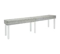 vidaXL Banco madera caoba blanco y ratán Kubu natural 160x35x45 cm